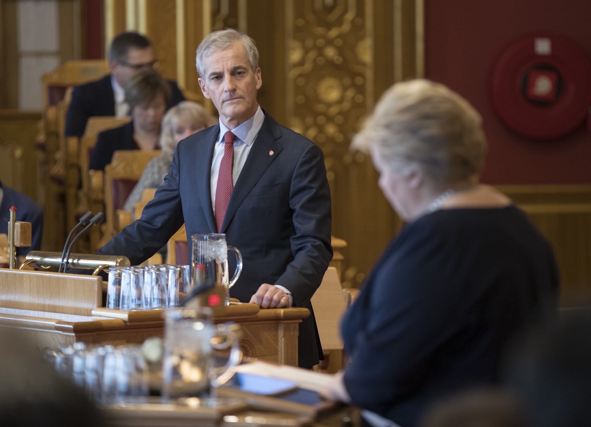 Statsminister Erna Solberg deltar i den muntlige spørretime i Stortinget.