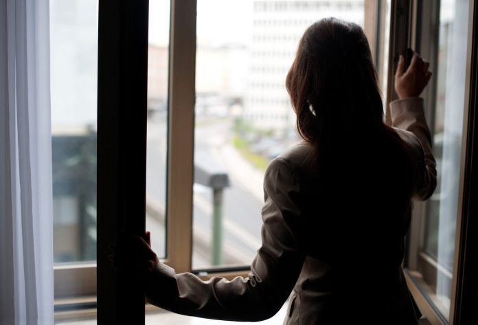 Business woman in hotel room
